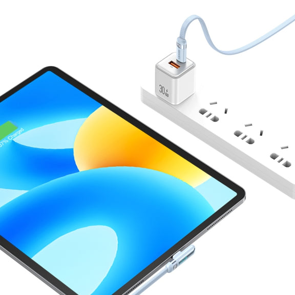 USAMS US-SJ653 PD 100W USB-C/Type-C to USB-C/Type-C Aluminum Alloy Digital Display Fast Charging Elbow Data Cable, Length: 1.2m(Blue)