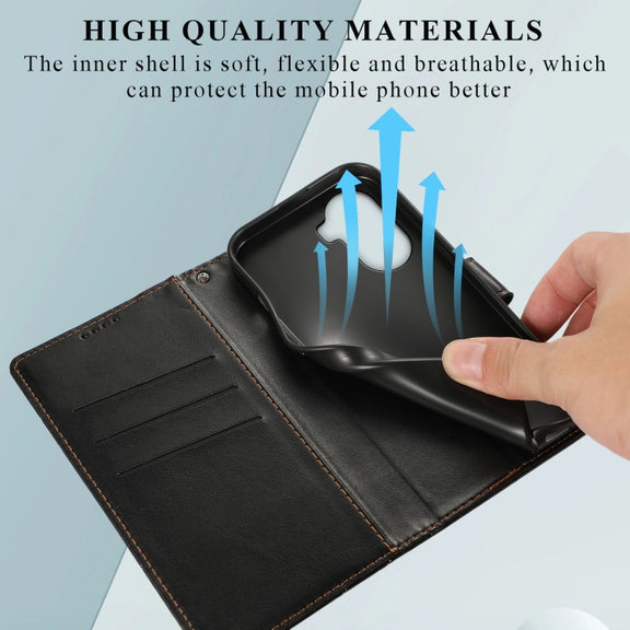For Huawei nova 10 SE PU Genuine Leather Texture Embossed Line Phone Case(Black)