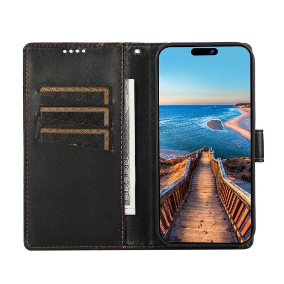 For Xiaomi 13 Lite PU Genuine Leather Texture Embossed Line Phone Case(Black)