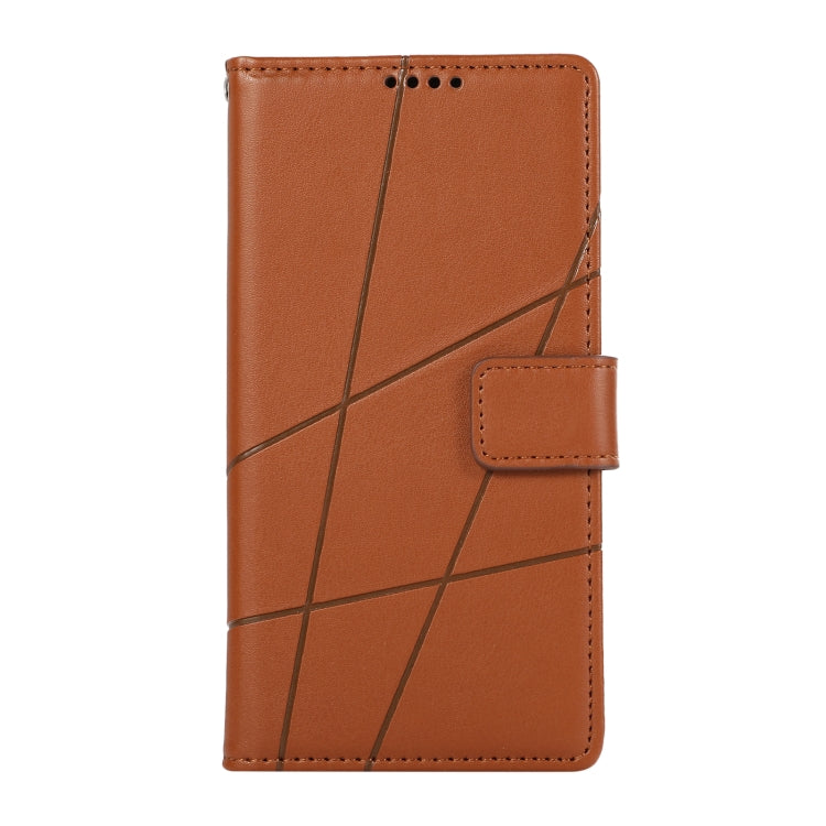 For Xiaomi Redmi Note 12 Pro+ 5G Global PU Genuine Leather Texture Embossed Line Phone Case(Brown)
