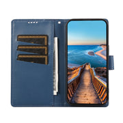 For Xiaomi 14 PU Genuine Leather Texture Embossed Line Phone Case(Blue)