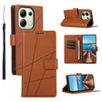 For Xiaomi Redmi Note 13 4G PU Genuine Leather Texture Embossed Line Phone Case(Brown) - Note 13 Cases by PMC TechLife | Online Shopping South Africa | PMC TechLife | Buy Now Pay Later Mobicred