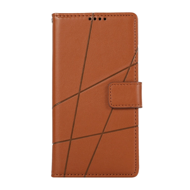 For Xiaomi Redmi Note 13 4G PU Genuine Leather Texture Embossed Line Phone Case(Brown)