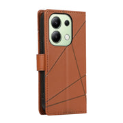 For Xiaomi Redmi Note 13 4G PU Genuine Leather Texture Embossed Line Phone Case(Brown)