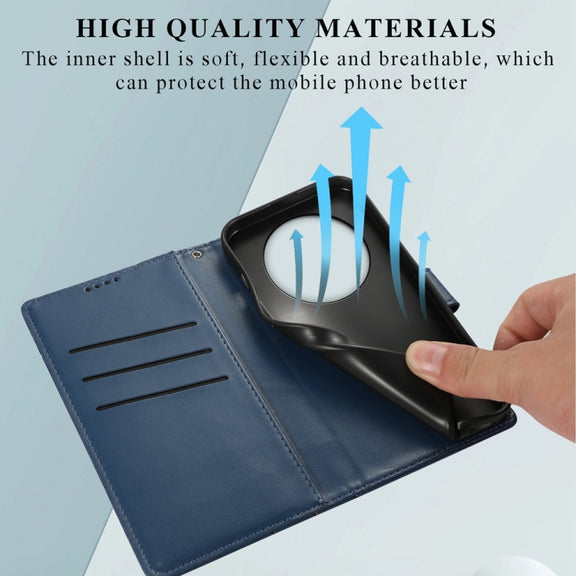 For Xiaomi Redmi A3 PU Genuine Leather Texture Embossed Line Phone Case(Blue)