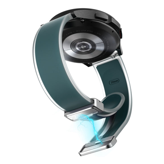 For Samsung Galaxy Watch6 / 5 / 4 Translucent Magnetic Silver Buckle Silicone Watch Band(Dark Green)