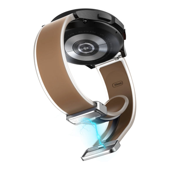 For Samsung Galaxy Watch6 / 5 / 4 Translucent Magnetic Silver Buckle Silicone Watch Band(Dark Brown)