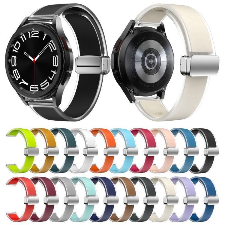 For Samsung Galaxy Watch6 / 5 / 4 Translucent Magnetic Silver Buckle Silicone Watch Band(Rock Blue)