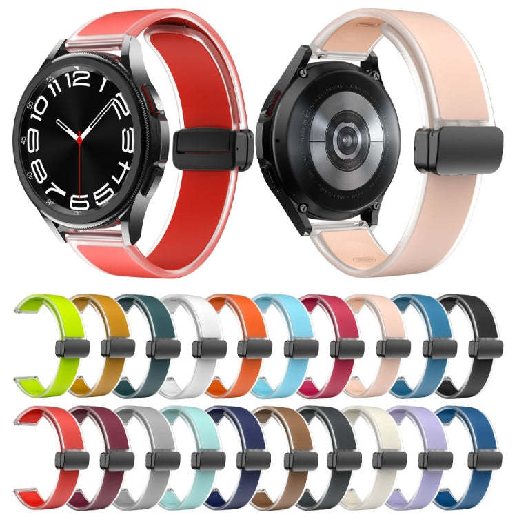 For Samsung Galaxy Watch6 / 5 / 4 Translucent Magnetic Black Buckle Silicone Watch Band(White)