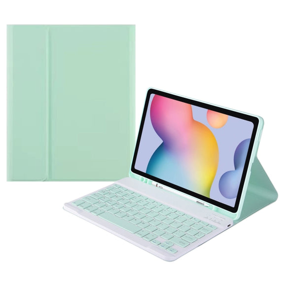 For Samsung Galaxy Tab A9 Square Cap Bluetooth Keyboard Leather Case with Pen Slot(Green)