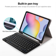 For Samsung Galaxy Tab S9 FE Square Cap Bluetooth Keyboard Leather Case with Pen Slot(Green)