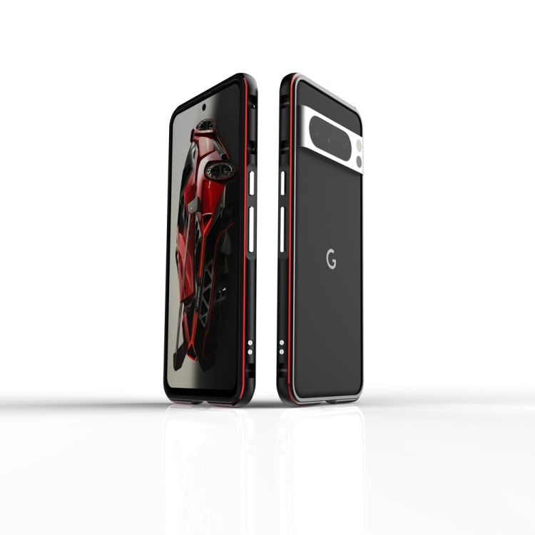 For Google Pixel 8 Pro Aurora Series Metal Frame Phone Case(Black Red)