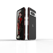 For Google Pixel 8 Pro Aurora Series Metal Frame Phone Case(Black Red)