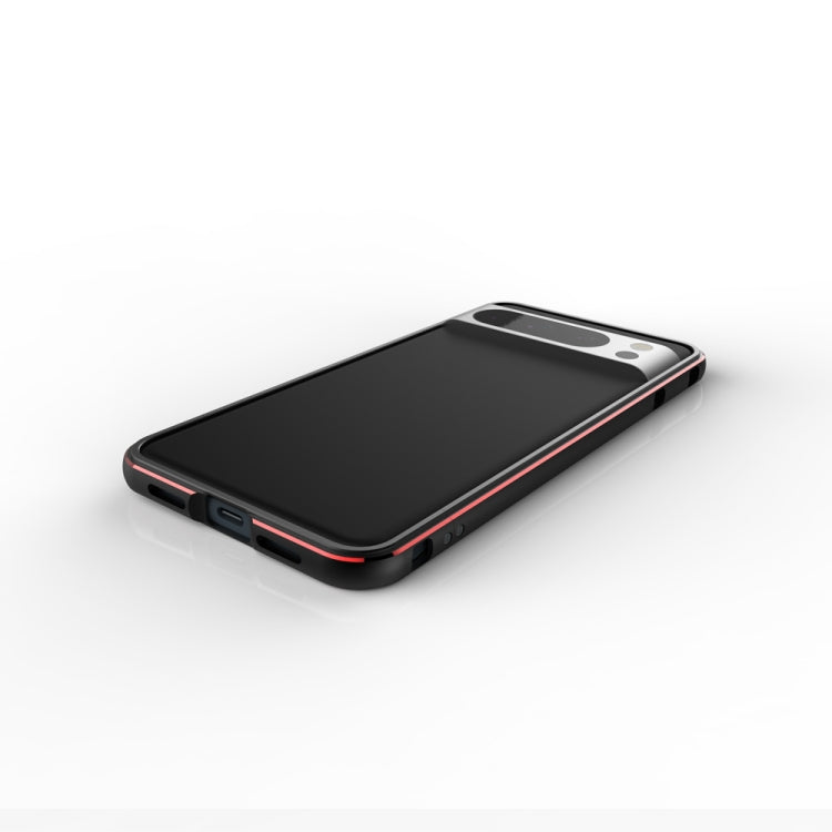 For Google Pixel 8 Pro Aurora Series Metal Frame Phone Case(Black Red)