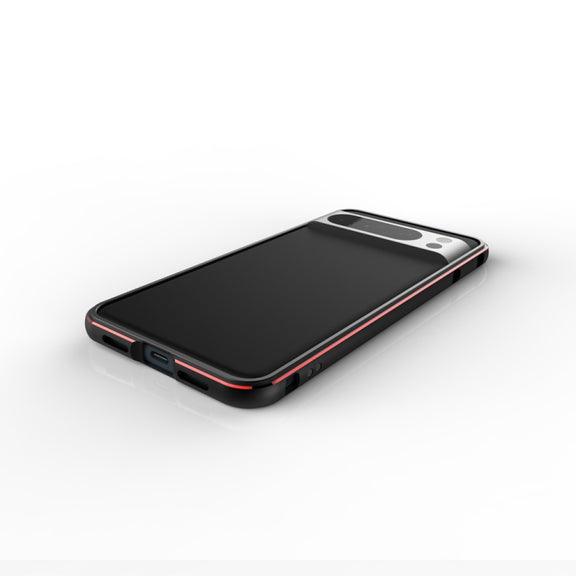 For Google Pixel 8 Pro Aurora Series Metal Frame Phone Case(Black Red)