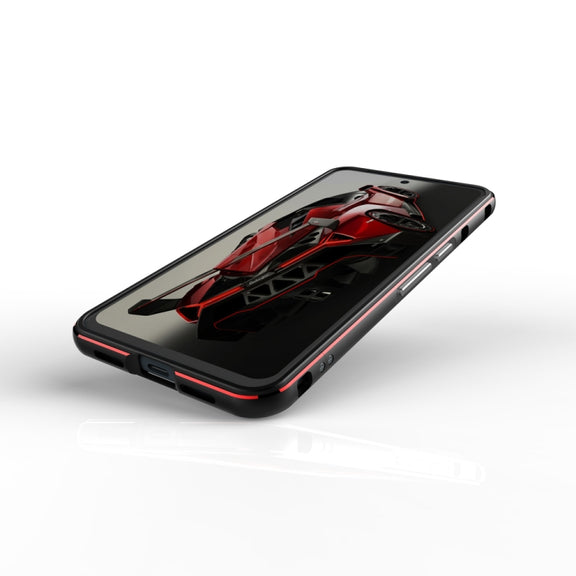 For Google Pixel 8 Pro Aurora Series Metal Frame Phone Case(Black Red)