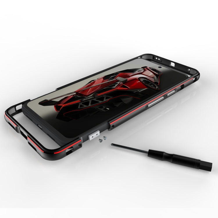 For Google Pixel 8 Pro Aurora Series Metal Frame Phone Case(Black Red)