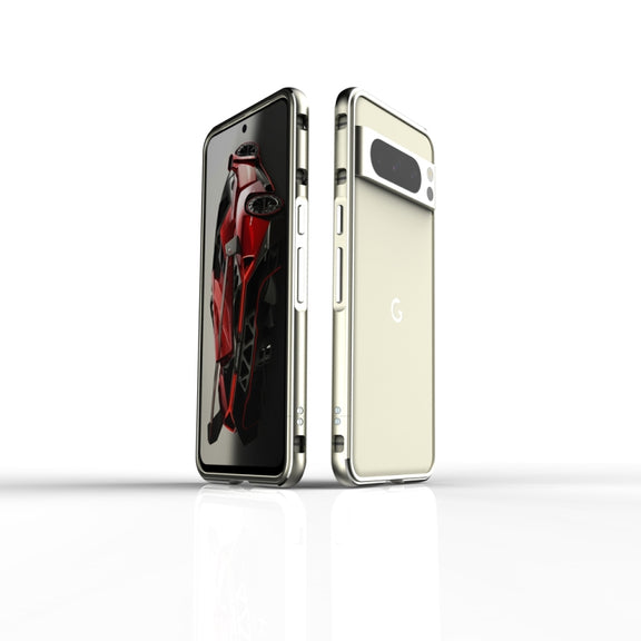 For Google Pixel 8 Pro Aurora Series Metal Frame Phone Case(Gold Silver)