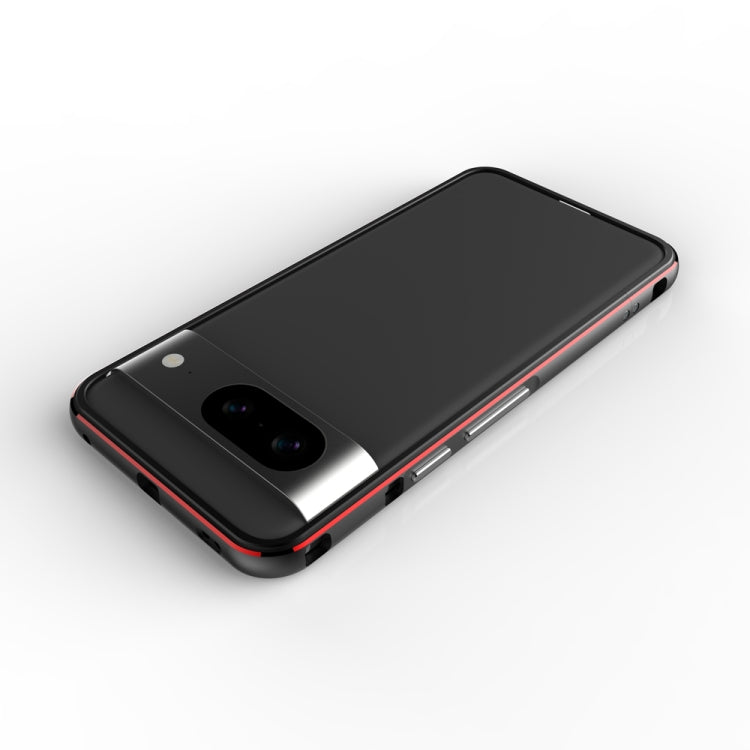 For Google Pixel 8 Aurora Series Metal Frame Phone Case(Black Silver)