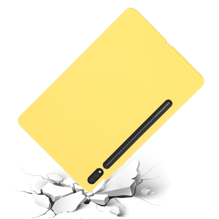 For Samsung Galaxy Tab S9 Ultra / S10 Ultra Pure Color Liquid Silicone Shockproof Tablet Case(Yellow)