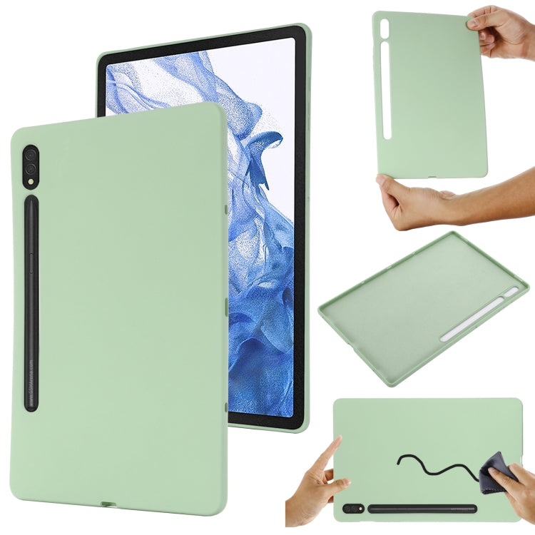 For Samsung Galaxy Tab S9 Ultra / S10 Ultra Pure Color Liquid Silicone Shockproof Tablet Case(Green)