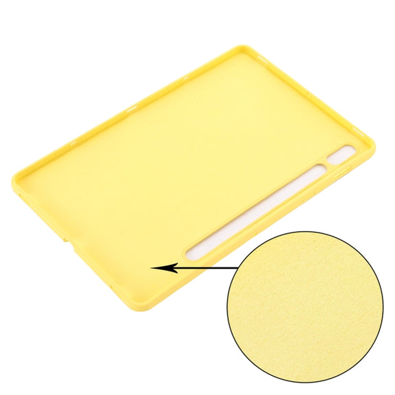 For Samsung Galaxy Tab S9 FE Pure Color Liquid Silicone Shockproof Tablet Case(Yellow)