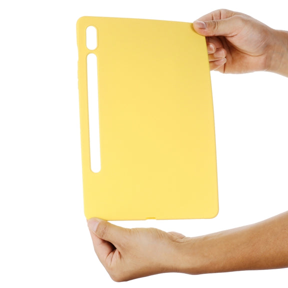 For Samsung Galaxy Tab S9 FE Pure Color Liquid Silicone Shockproof Tablet Case(Yellow)