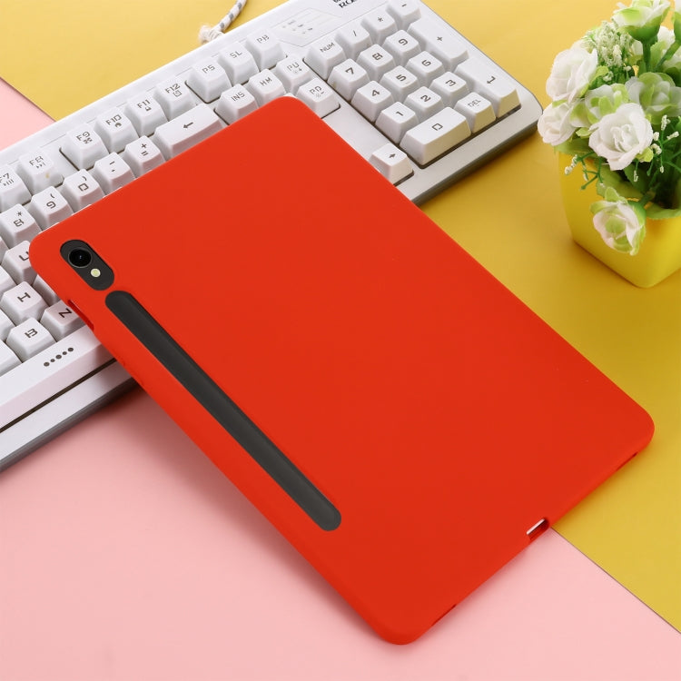 For Samsung Galaxy Tab S9 FE Pure Color Liquid Silicone Shockproof Tablet Case(Red)