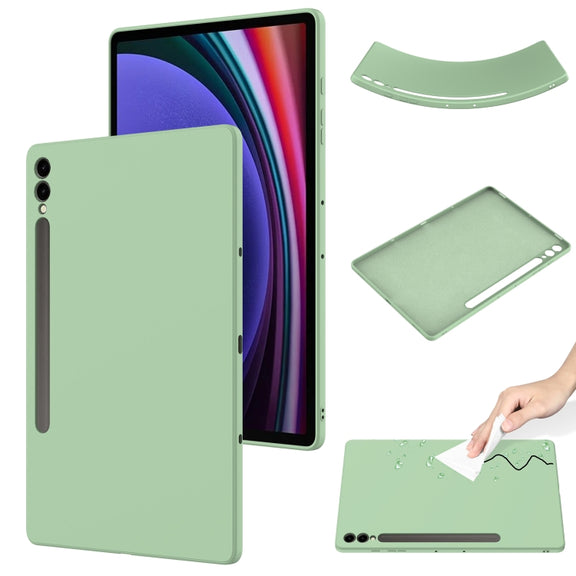 For Samsung Galaxy Tab S9+ Pure Color Liquid Silicone Shockproof Tablet Case(Green)