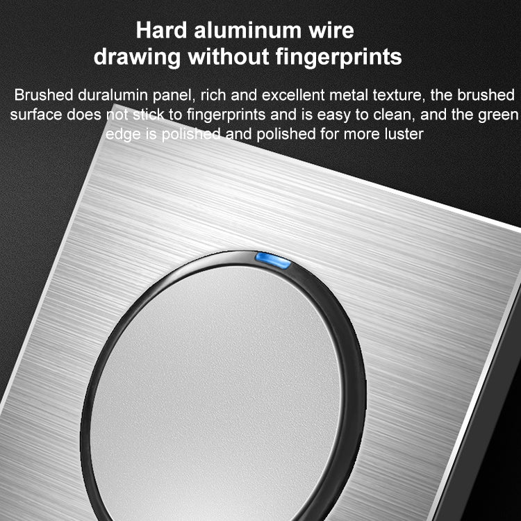 86mm Gray Aluminum Wire Drawing LED Switch Panel, Style:Telephone Socket
