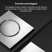 86mm Gray Aluminum Wire Drawing LED Switch Panel, Style:TV-Telephone socket