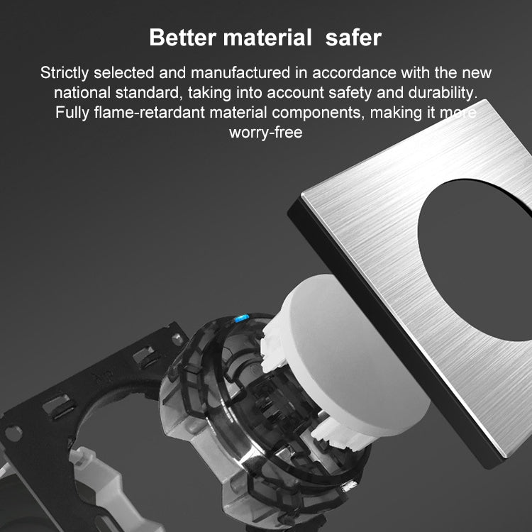 86mm Gray Aluminum Wire Drawing LED Switch Panel, Style:Five-hole USB Socket