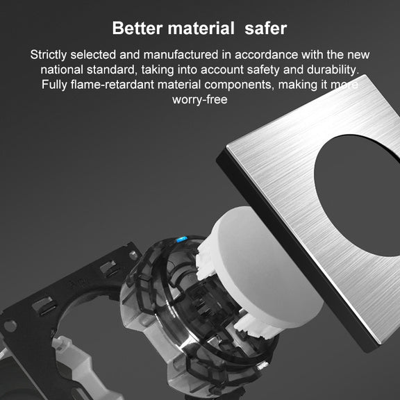86mm Gray Aluminum Wire Drawing LED Switch Panel, Style:Five-hole USB Socket