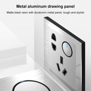 86mm Gray Aluminum Wire Drawing LED Switch Panel, Style:Four Billing Control
