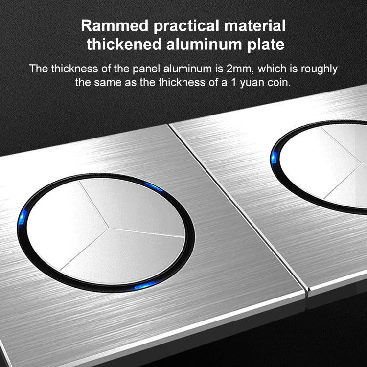 86mm Gray Aluminum Wire Drawing LED Switch Panel, Style:Four Billing Control