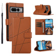 For Google Pixel 7 Pro PU Genuine Leather Texture Embossed Line Phone Case(Brown) - Google Cases by PMC TechLife | Online Shopping South Africa | PMC TechLife