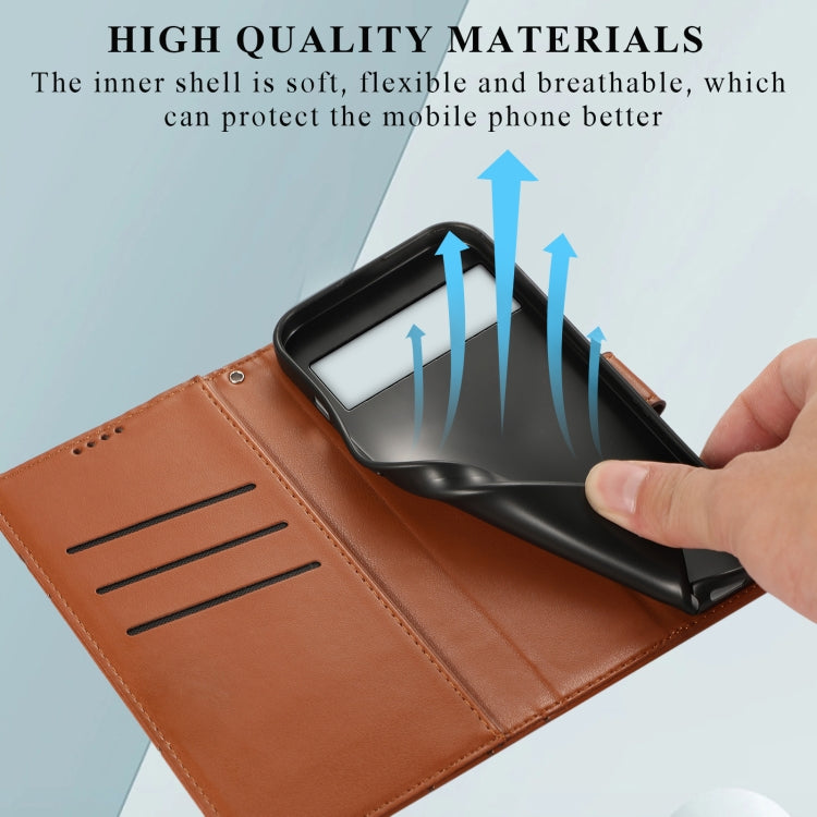 For Google Pixel 7 Pro PU Genuine Leather Texture Embossed Line Phone Case(Brown)