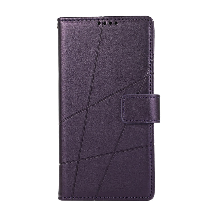 For Google Pixel 9 Pro PU Genuine Leather Texture Embossed Line Phone Case(Purple)