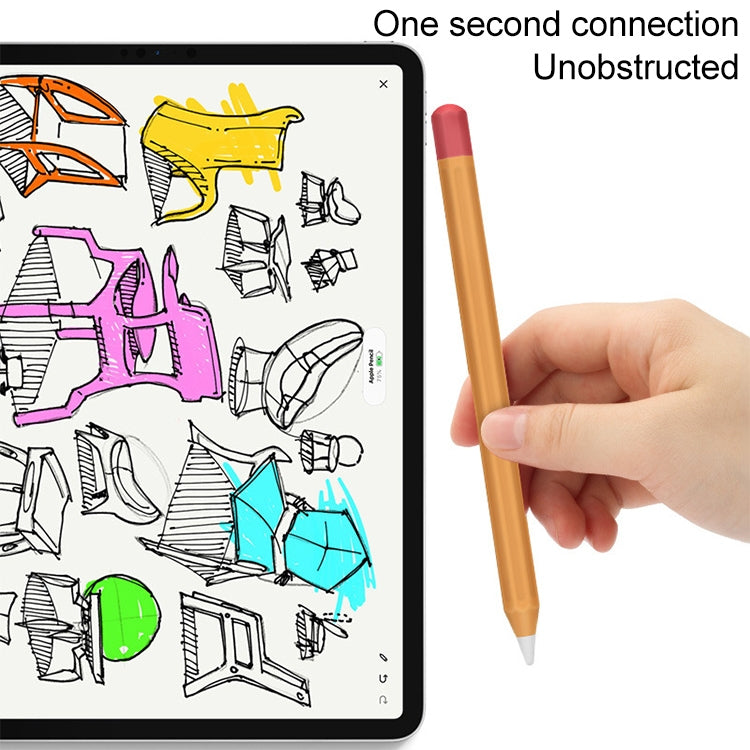 For Apple Pencil 2 Stylus Touch Pen Split Contrast Color Silicone Protective Case(Lemon Avocado)