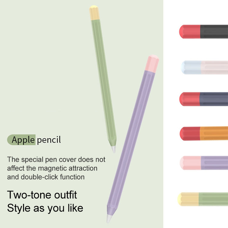 For Apple Pencil 2 Stylus Touch Pen Split Contrast Color Silicone Protective Case(Lemon Avocado)