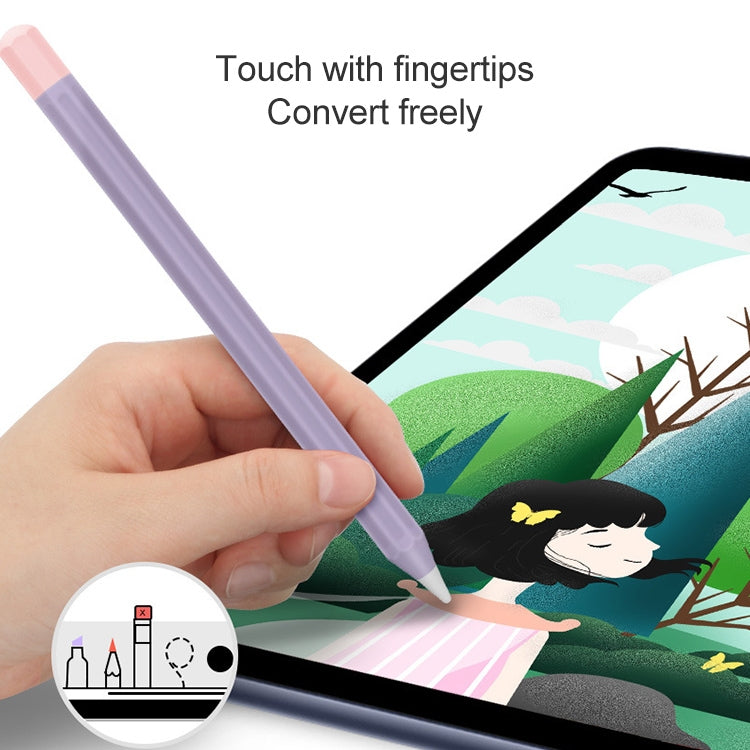 For Apple Pencil 2 Stylus Touch Pen Split Contrast Color Silicone Protective Case(Lemon Avocado)