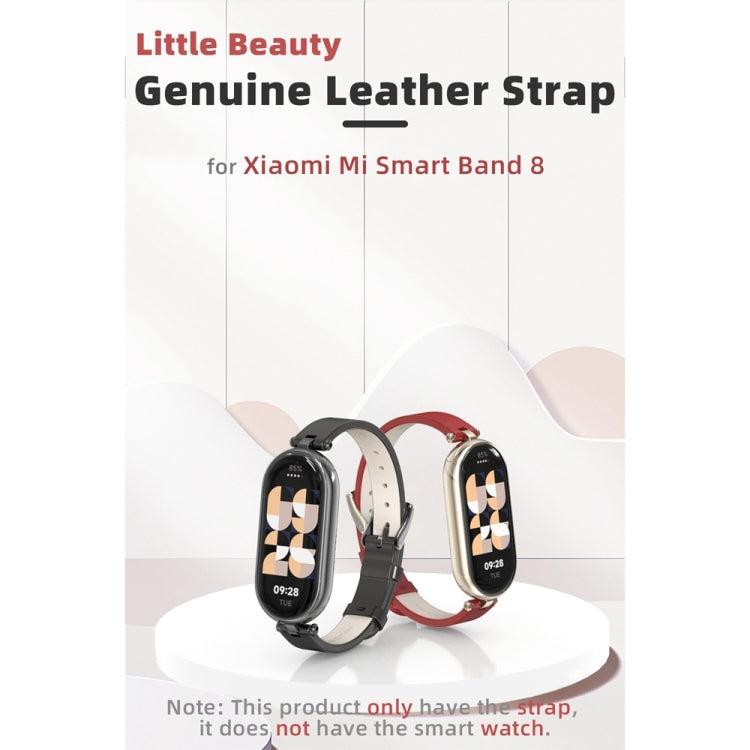 For Xiaomi Smart Band 10 / 9 / 8 Mijobs First Layer Cowhide Watch Band(Apricot Light Gold)