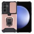 For Samsung Galaxy S24 5G Camera Shield Card Slot PC+TPU Phone Case(Rose Gold) - Galaxy S24 5G Cases by PMC TechLife | Online Shopping South Africa | PMC TechLife