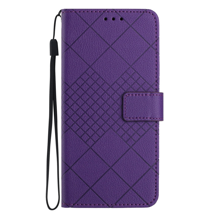For iPhone 16e Rhombic Grid Texture Leather Phone Case(Purple)