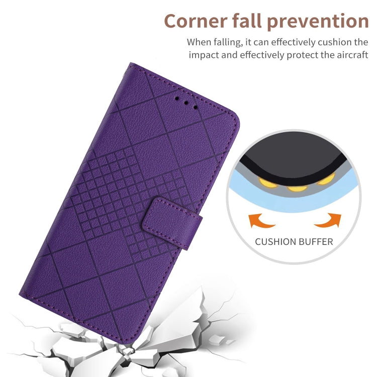 For iPhone 16e Rhombic Grid Texture Leather Phone Case(Purple)