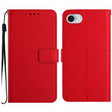 For iPhone 16e Rhombic Grid Texture Leather Phone Case(Red) - iPhone 16e Cases by PMC TechLife | Online Shopping South Africa | PMC TechLife | Buy Now Pay Later Mobicred