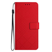 For iPhone 16e Rhombic Grid Texture Leather Phone Case(Red)