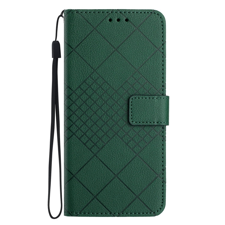 For iPhone 16e Rhombic Grid Texture Leather Phone Case(Green)