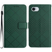 For iPhone 16e Rhombic Grid Texture Leather Phone Case(Green)