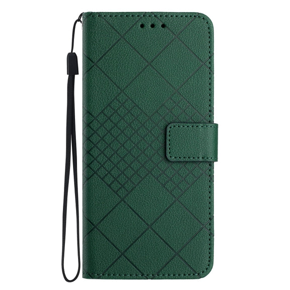 For iPhone 16e Rhombic Grid Texture Leather Phone Case(Green)